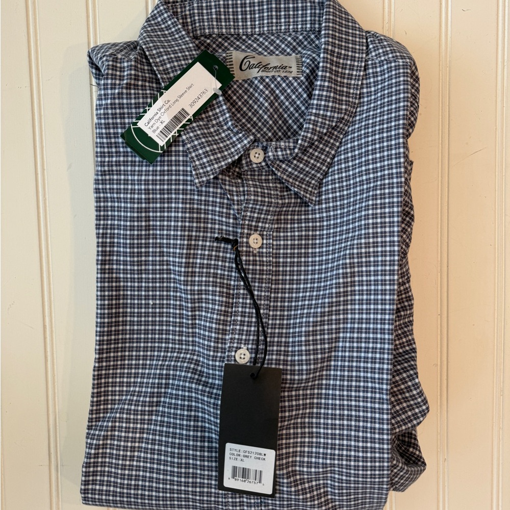 California shirt co yarn dye Oxford Shirt Blue XL NWT
